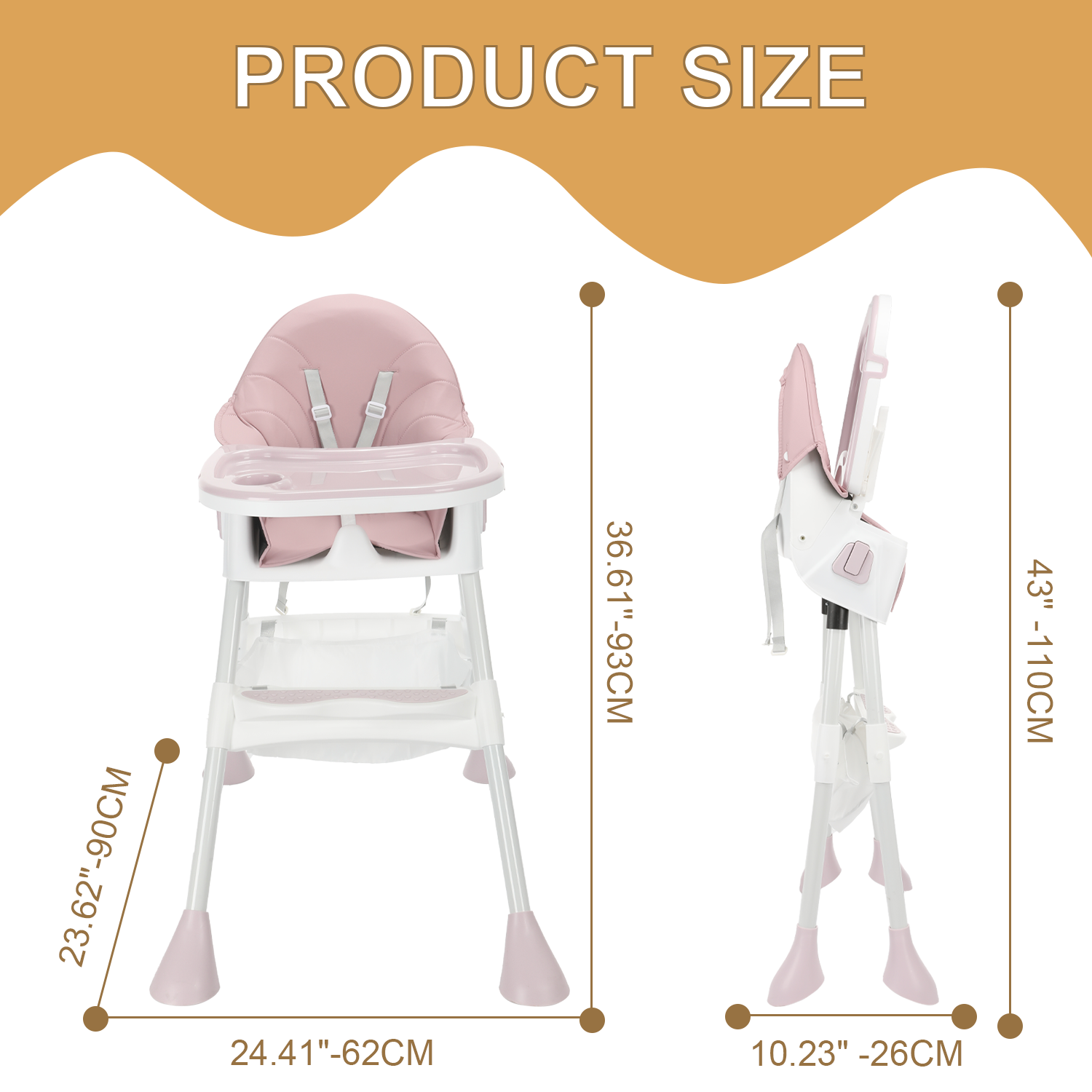 Baby Feeding Chair Seat Folding High Chair Adjustable Children Baby Armchair UK
