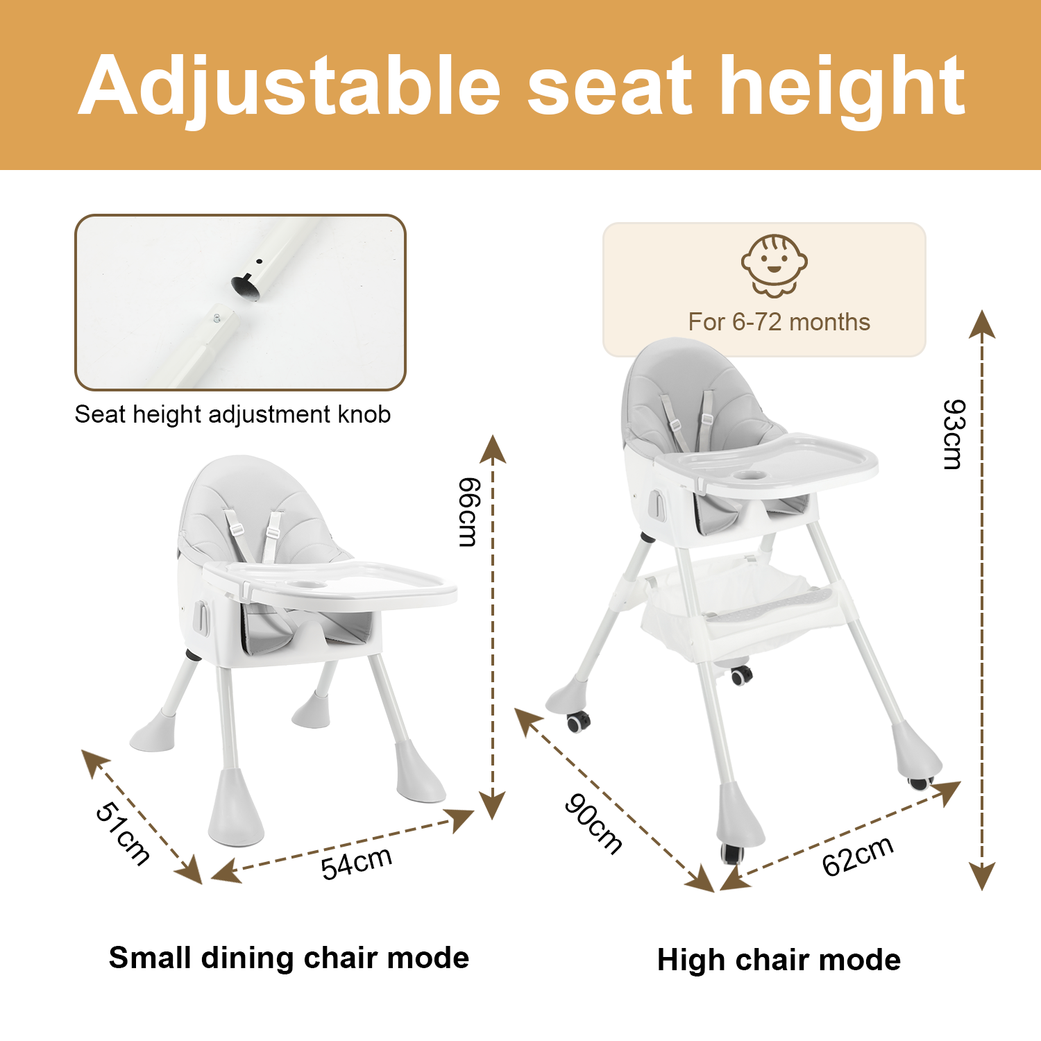 Baby Feeding Chair Seat Folding High Chair Adjustable Children Baby Armchair NEW