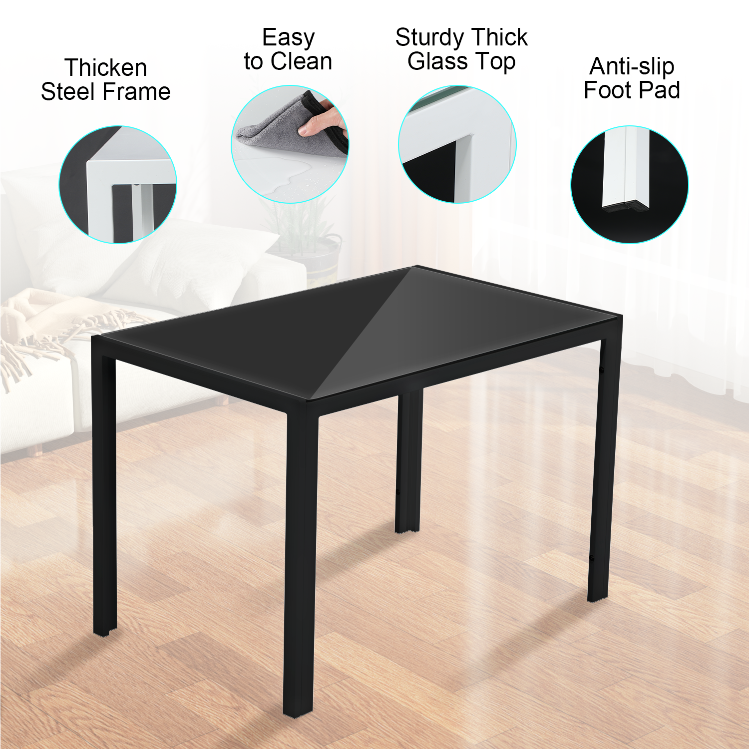 Black/White Dining Table , 4/6PCS Padded Chairs Home Kitchen Furniture Set HOT - Picture 19 of 26
