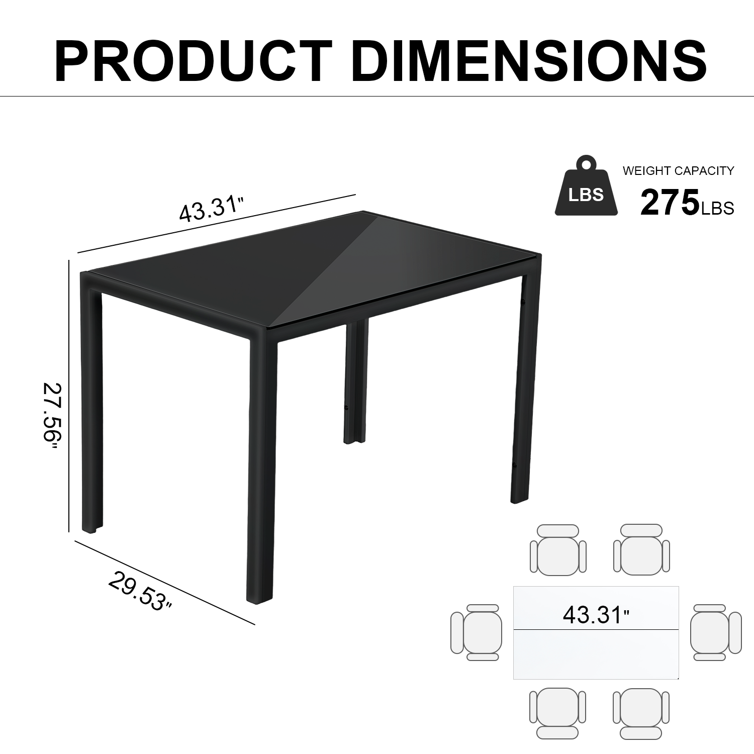 Black/White Dining Table , 4/6PCS Padded Chairs Home Kitchen Furniture Set HOT - Picture 18 of 26