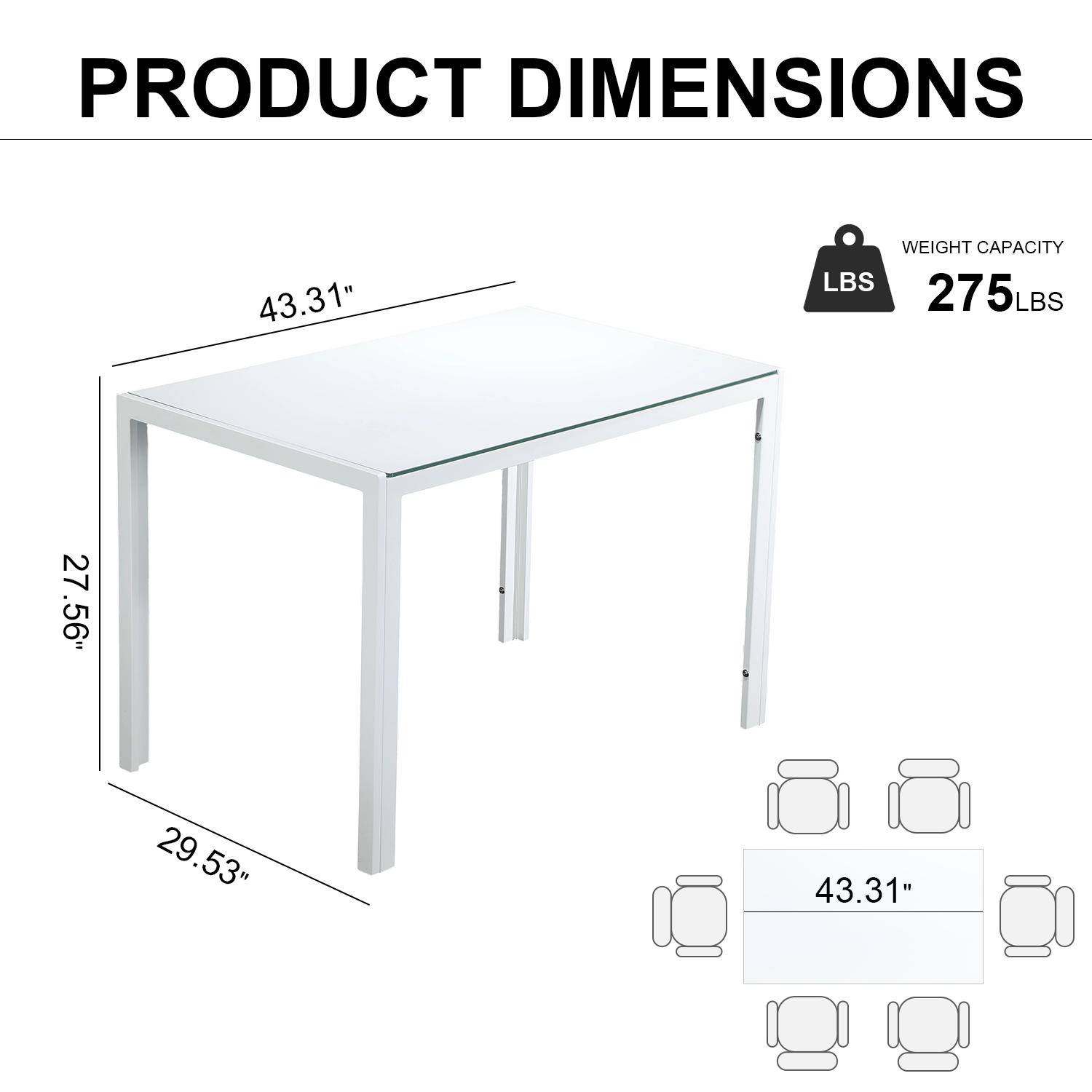Black/White Dining Table , 4/6PCS Padded Chairs Home Kitchen Furniture Set HOT - Picture 20 of 26