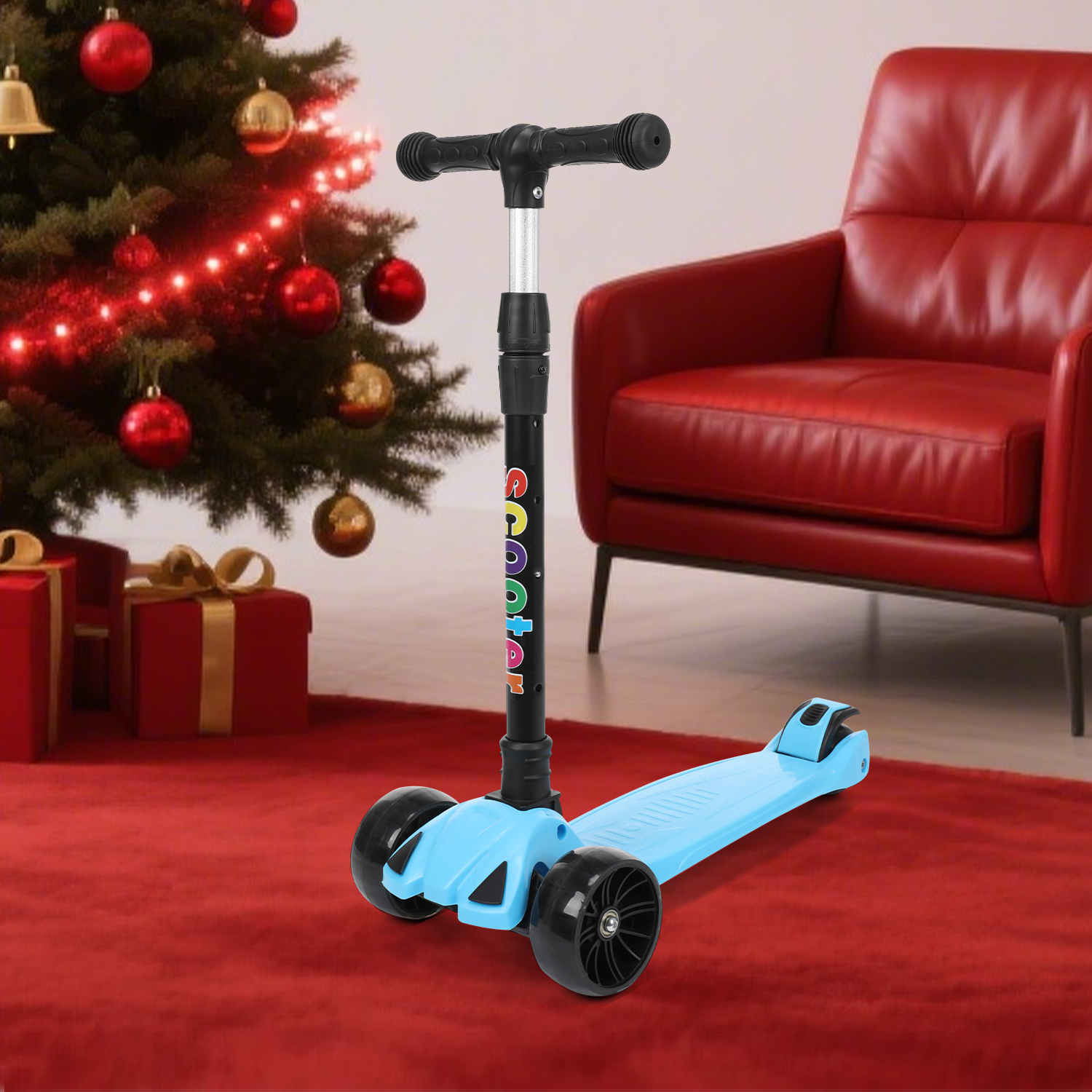 Faltbar Kinder Roller LED Räder Kinderscooter Dreiradscooter Scooter Cityroller