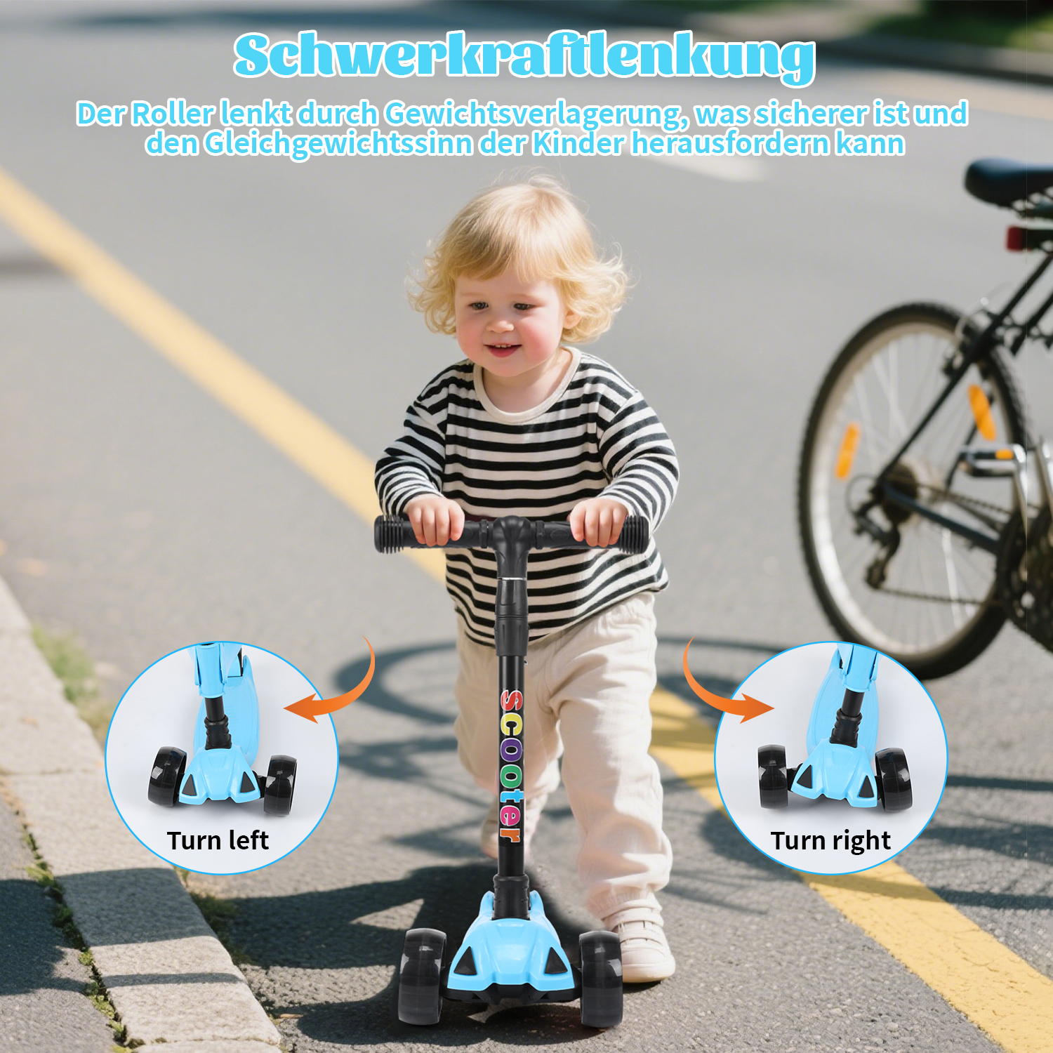 Faltbar Kinder Roller LED Räder Kinderscooter Dreiradscooter Scooter Cityroller