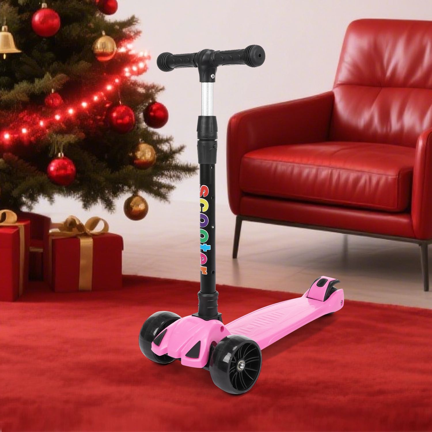 Faltbar Kinder Roller LED Räder Kinderscooter Dreiradscooter Scooter Cityroller