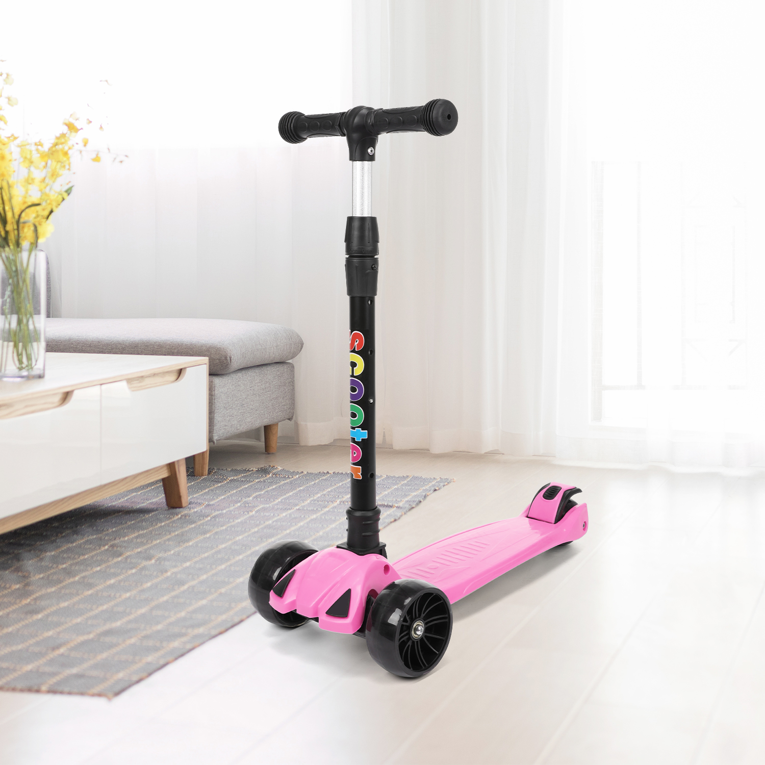 Faltbar Kinder Roller LED Räder Kinderscooter Dreiradscooter Scooter Cityroller