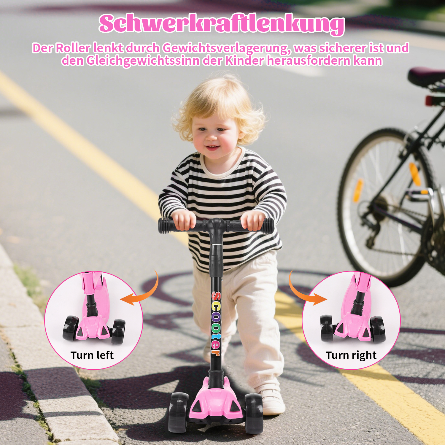 Faltbar Kinder Roller LED Räder Kinderscooter Dreiradscooter Scooter Cityroller