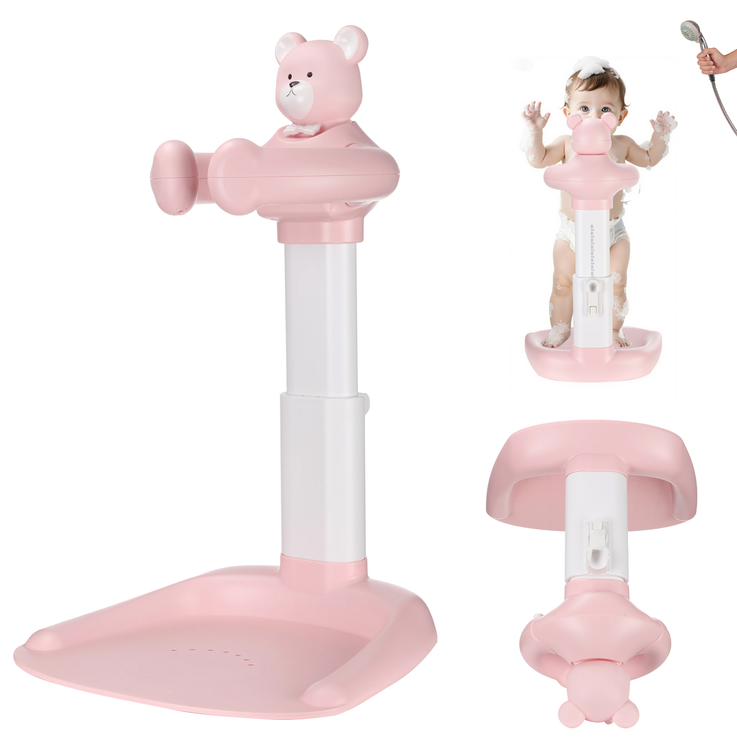 Baby Shower Stand Adjustable Height Anti Slip Foldable Baby Standing Support UK